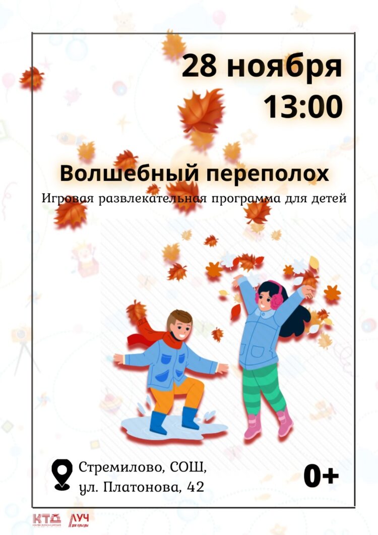 Игровая развлекательная программа для детей «Волшебный переполох» в СОШ с. Стремилово г.о. Чехов